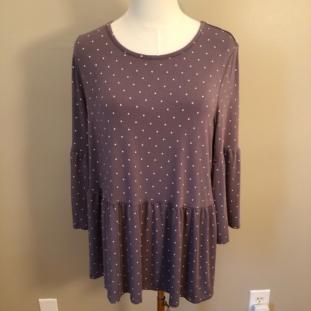 Matilda Jane Purple Peplum Tunic 3/4 Sleeve Size L